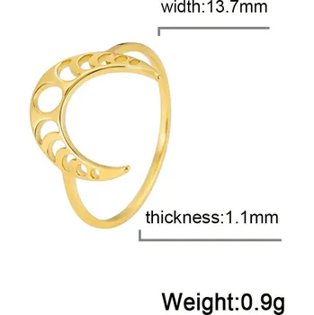 Prsten Měsíční prsten z oceli | amulet - Zlatá barva , 10