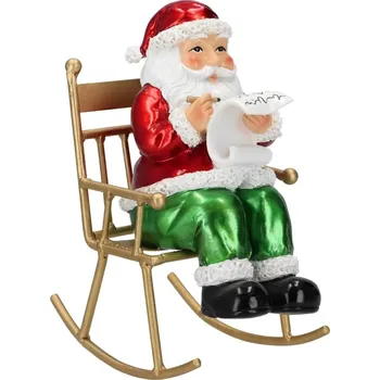 Vánoční dekorace Santa na houpacím křesle 20 cm