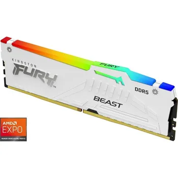 Operační paměť Kingston Fury Beast White RGB EXPO DDR5 16GB 6800MT/s Operační paměť, DDR5, 16GB, 6800MT/s, DIMM, CL34, RGB podsvícení, bílá KF568C34BWEA-16