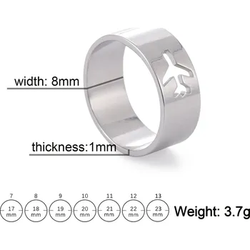Prsten Ocelové prsteny srdce | designové prsteny - Letadla Muži , 9