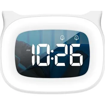 Budík LED budík s hlasovým ovládáním a nočním světlem | digitální budík, stolní hodiny - Bílý