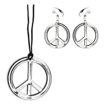 Karnevalový kostým Boland Stříbrný hippie přívěšek a náušnice