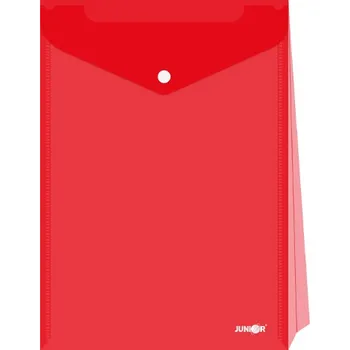 Obal s patentkou - rozšířitelný PP/A4 Up, průhledný/červený