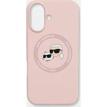Pouzdro na mobilní telefon Obal na telefon Karl Lagerfeld iPhone 16 růžová barva, KLHMP16SSKCHTCP 30X, vel. ONE SIZE