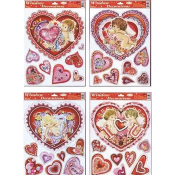 Okenní dekorace Adhézní nálepka Valentín STVGr-1002 ABCD