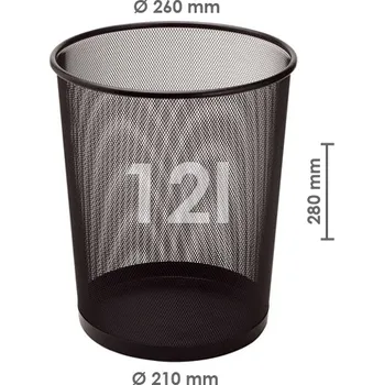 Odpadkový koš Drátěný koš na odpadky, černý, 12 l