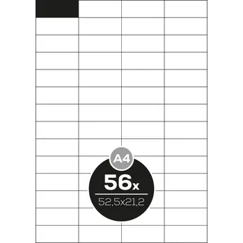 Speciální papír Etikety Top Stick A4/100 ks, 52,5x21,2 mm - 56 etiket, bílé