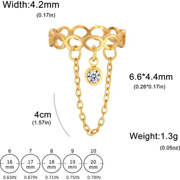Prsten Ocelový prsten Nekonečno s řetízkem | dámský šperk - C zlatá barva , 7
