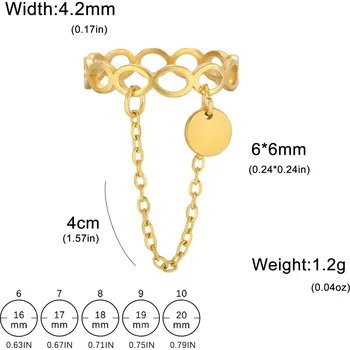 Prsten Ocelový prsten Nekonečno s řetízkem | dámský šperk - Zlatá barva , 6