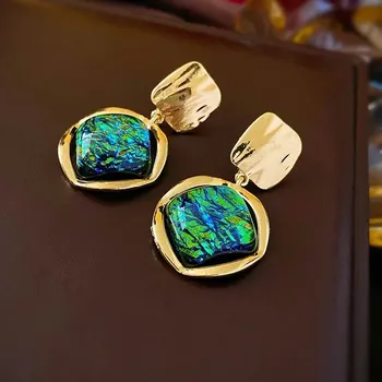 Náušnice Vintage zeleno zlaté náušnice | dámské náušnice, elegantní náušnice