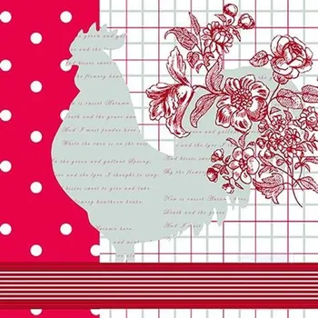 Papírový ubrousek Ubrousky PAW L 33x33cm Kitchen Rooster Red