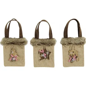 Taška - vánoční / jutová 17x15 cm, mix / 1ks