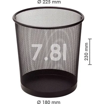 Odpadkový koš Koš drátěný na odpadky, černý, 7,8l