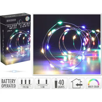 Vánoční dekorace Světelný řetěz 40 LED barevných, délka 2 m