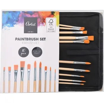 Umělecký štětec Sada štětců pro olejomalbu (10 ks) v pouzdře