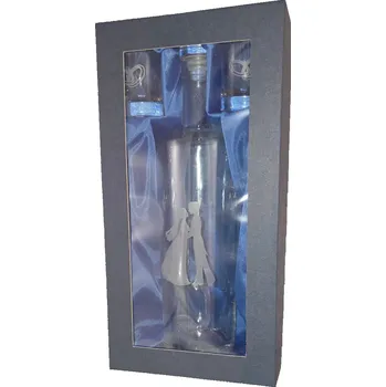 Sada fľaša Karna - 0.70 bezbarevná OBM + 2 skleničky + pískovaní nevěsta se ženichem