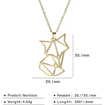 Náhrdelník Dámský náhrdelník s přívěskem origami | dámský řetízek, - Fox A -zlato