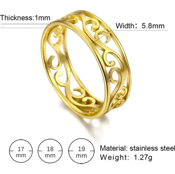 Prsten Vintage filigránový dámský prsten z oceli | šperky - Zlatá barva-B , 7