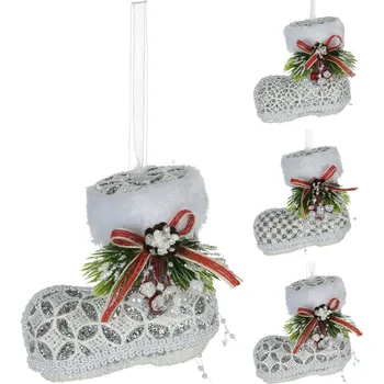 Vánoční dekorace Vánoční kozačka 9 cm krajková se stuhou, mix /1ks