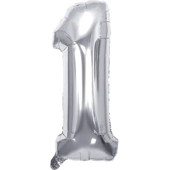 Balónek Narozeninový balónek, stříbrný 40" (100 cm) číslo 1
