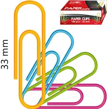 Průmyslová sponka Spony hladké/barevné JUNIOR, 33 mm/100 ks