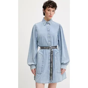 Dámské šaty Bavlněné šaty Karl Lagerfeld Jeans modrá barva, mini, A2W13022 50J, vel. S