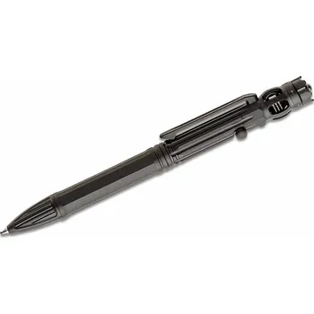 We Knife TP-07B Baculus taktické pero 13,7cm, černá, titan, černý inkoust, rozbíječ skla, spinner