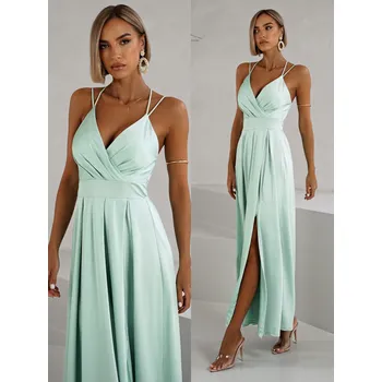 Dámské šaty Světle zelené společenské šaty SAURANA s rozparkem Velikost: ONESIZE