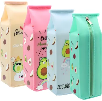 Penál PU pouzdro na pera, prázdné (mix 4 barev) - Cute Cat /Avocado