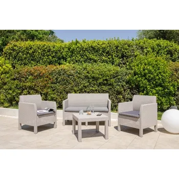 Zahradní sestava MATILDE 4 SEATER zahradní plastový set - šedá