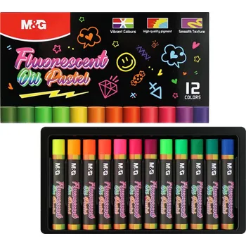 Kresba M&G Fluorescenční olejové pastely - sada 12 kusů