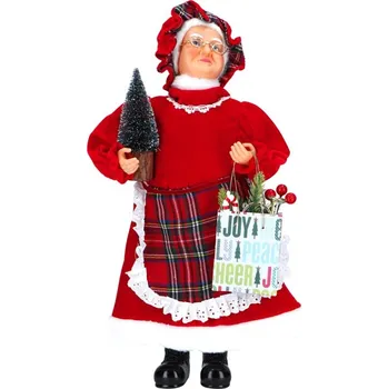 Vánoční dekorace Babička jako Mikuláš s hracím strojkem a pohyblivou hlavou 45 cm
