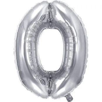 Balónek Narozeninový balónek, stříbrný 40" (100 cm) číslo 0