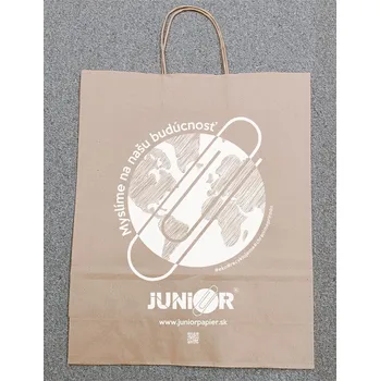 Nákupní taška Papírová taška 32x12x40 cm, hnědá s potiskem JUNIOR