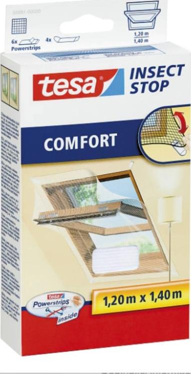 Síť proti hmyzu do střešních oken, 1,2 x 1,4 m, bílá, COMFORT, TESA