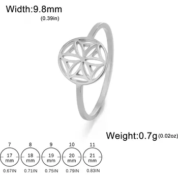 Prsten Ocelový prsten květ života | Dámský šperk - C - Barva oceli , 8
