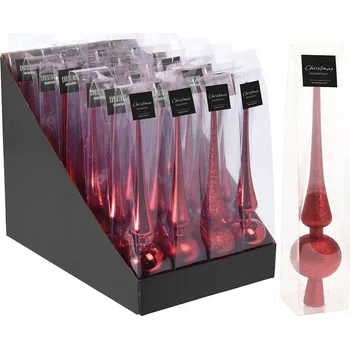 Vánoční dekorace Špic na vánoční stromeček 275 mm červená barva mix (3 varianty)