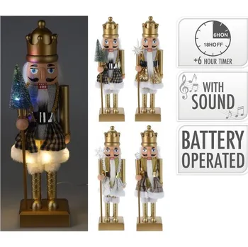 Vánoce Louskáček 40 cm s LED světlem a melodií (4 varianty) zlatý