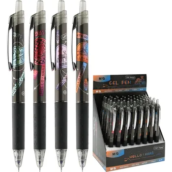 Roller gelový M&G zasouvací, modrá náplň, hrot 0,5 mm (4 designy)