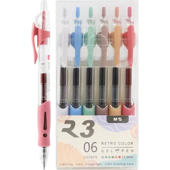 Gelový váleček M&G Retro, hrot 0,5 mm - sada 6 barev