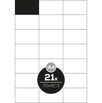 Speciální papír Etikety Top Stick A4/100 ks, 70x42,3 mm - 21 etiket, bílé