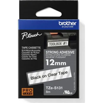 Páska BROTHER TZe-S131 průsvitná/černá (12mm, laminované, extrémně adh.)