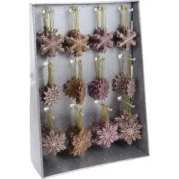 Vánoční dekorace Vánoční ozdoba - PP růžovo / měděná - vločka 10 cm, mix / 1ks