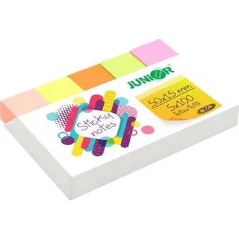 Samolepící bloček Záložka lepící NEON 15 x 50 mm, 5 barev x 100 ks