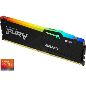 Operační paměť Kingston Fury Beast Black RGB EXPO 32GB 6000MT/s Operační paměť, DDR5, 32GB, 6000MT/s, DIMM, CL36, RGB podsvícení, černá KF560C36BBEA-32