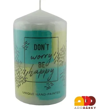 Svíčka Svíčka ručně malovaná "Don´t worry, be happy" 10 cm (Motivační svíčka)