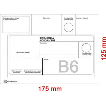 Obálka Obálky B6 125x175 mm doporučeně