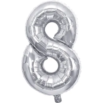 Balónek Narozeninový balónek, stříbrný 40" (100 cm) číslo 8