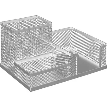 Set školních potřeb Drátěný organizer stolový, stříbrný