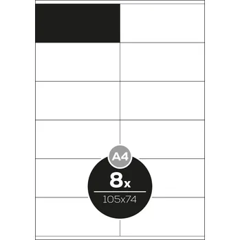 Samolepící etiketa Etikety Top Stick A4/100 ks, 105x48 mm - 12 etiket, bílé